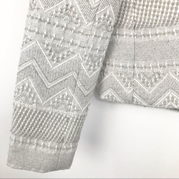 Cynthia Rowley Gray Woven Geometric Tribal Print Open Blazer - Picture 8 of 13